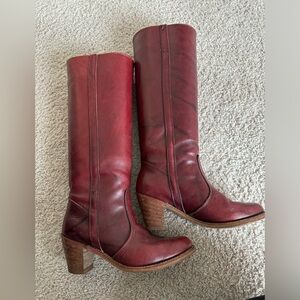 🌿 90’s Vintage Red Leather Heeled Dexter Calf Boots